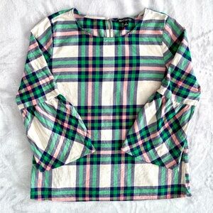 J. Crew Women’s Plaid Flannel Bell-Sleeve Top, size 6